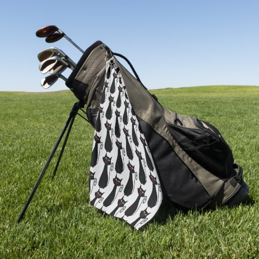 Serviette De Golf Conception de chat sur fond de n'importe quelle co (Vert)