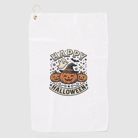 Serviette De Golf Conception de chemise fantôme citrouille Halloween (Devant)