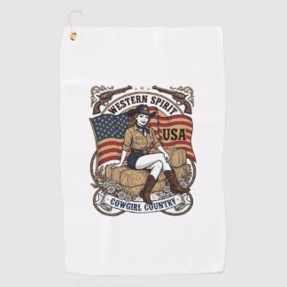 Serviette De Golf Conception de chemise patriotique de cowgirl weste
