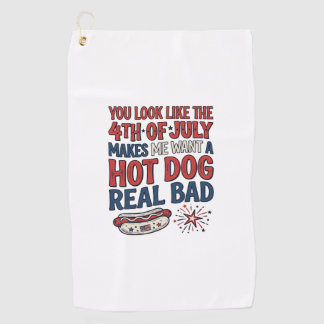 Serviette De Golf Conception de chemise patriotique de hot-dog drôle