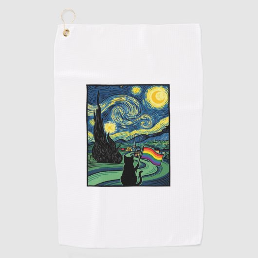 Serviette De Golf Conception de chemise vectorielle de paysage noctu (Devant)