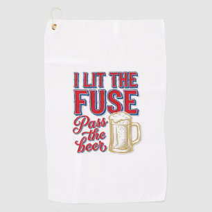 Serviette De Golf Conception de chemise vintage Feu d'artifice Bière