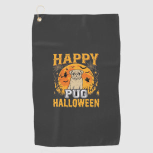 Serviette De Golf Conception de chien effrayant Halloween Pug heureu