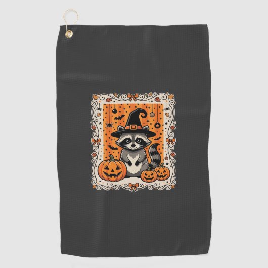 Serviette De Golf Conception de citrouille d'Halloween de raton lave (Devant)