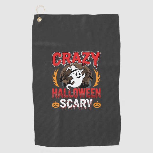 Serviette De Golf Conception de fantôme et de citrouille d'Halloween (Devant)