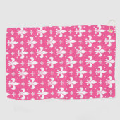 Serviette De Golf Conception de fleur de lis rose et blanc (Horizontal)