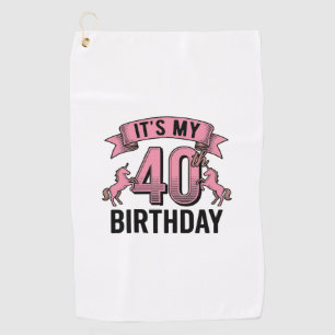 Serviette De Golf Conception de gravure vintage de licorne pour 40e