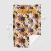 Serviette De Golf Conception de l'aquarelle de tournesol (En situation)