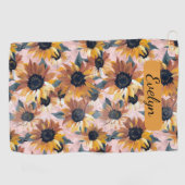 Serviette De Golf Conception de l'aquarelle de tournesol (Horizontal)