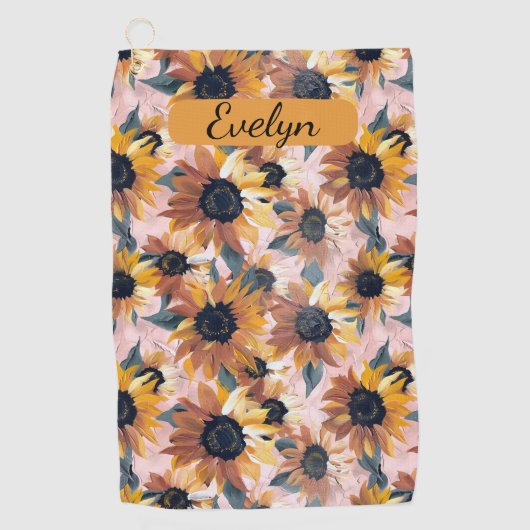 Serviette De Golf Conception de l'aquarelle de tournesol (Devant)