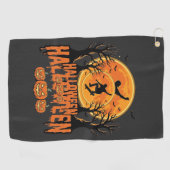 Serviette De Golf Conception de Lune de Skateboard d'Halloween Hallo (Horizontal)