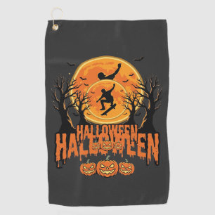Serviette De Golf Conception de Lune de Skateboard d'Halloween Hallo