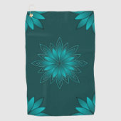 Serviette De Golf Conception de mandala à feuilles sarcelles sur fon (Devant)
