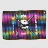 Serviette De Golf Conception de monogramme de golf couleur métalliqu (Horizontal)