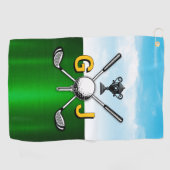 Serviette De Golf Conception de monogramme de golf élégant (Horizontal)