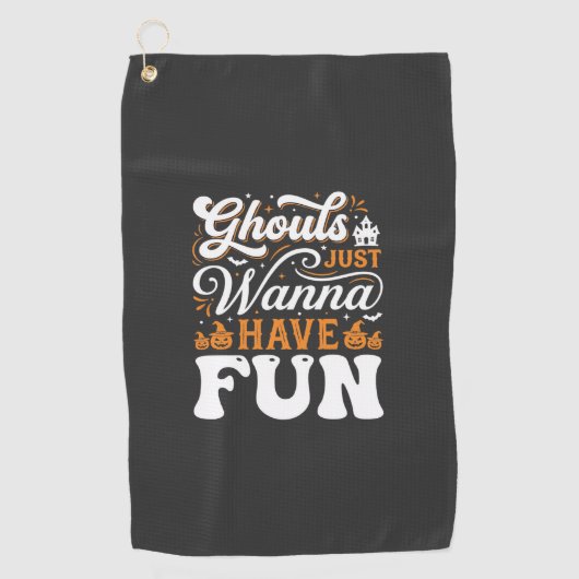 Serviette De Golf Conception de monstres d'Halloween qui veulent jus (Devant)