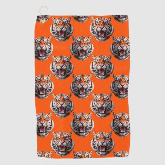 Serviette De Golf Conception de motif de tête de tigre orange (Devant)