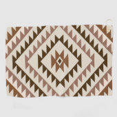 Serviette De Golf Conception de motif diamant aztéque Brun+Crème (Horizontal)