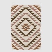 Serviette De Golf Conception de motif diamant aztéque Brun+Crème (Devant)