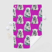 Serviette De Golf Conception de motif d'ours polaire violet (En situation)
