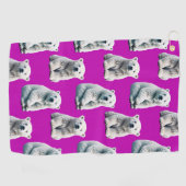 Serviette De Golf Conception de motif d'ours polaire violet (Horizontal)