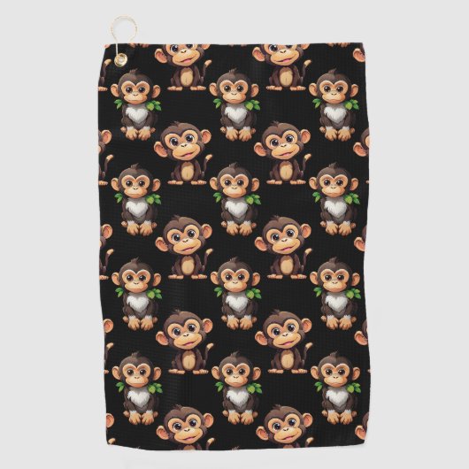 Serviette De Golf Conception de motif singe noir (Devant)