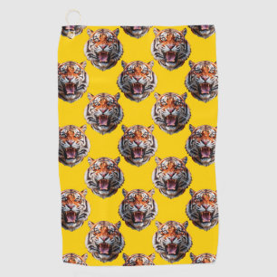 Serviette De Golf Conception de motif tête de tigre jaune