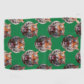 Serviette De Golf Conception de motif tête de tigre vert (Horizontal)