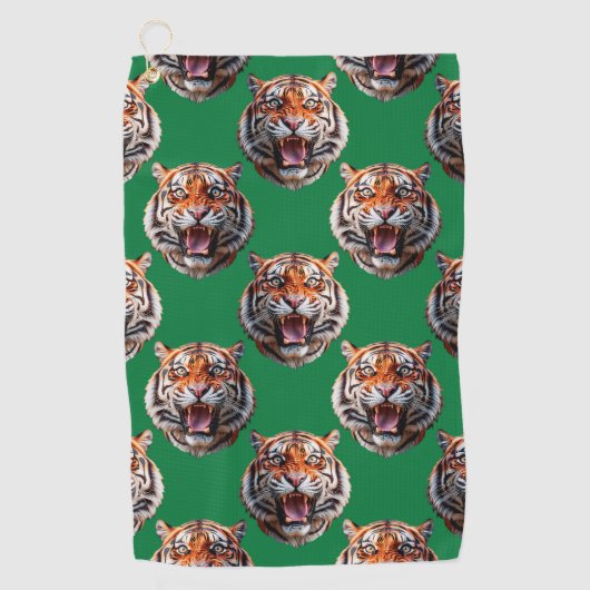 Serviette De Golf Conception de motif tête de tigre vert (Devant)