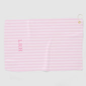 Serviette De Golf Conception de rayures de bonbon rose avec monogram (Horizontal)