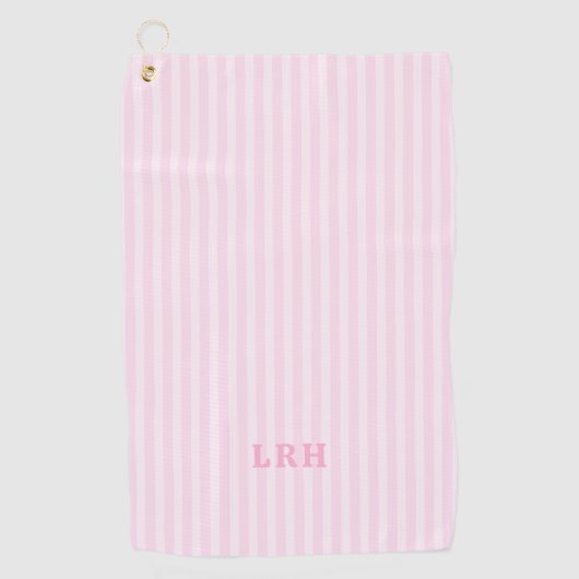 Serviette De Golf Conception de rayures de bonbon rose avec monogram (Devant)