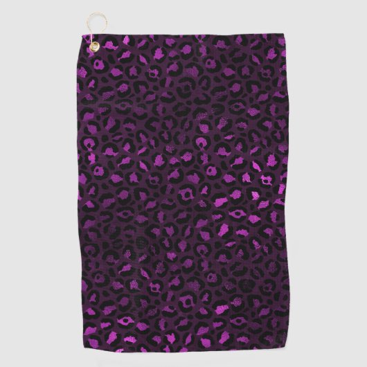 Serviette De Golf Conception de série Leopard violet et or 5 (Devant)