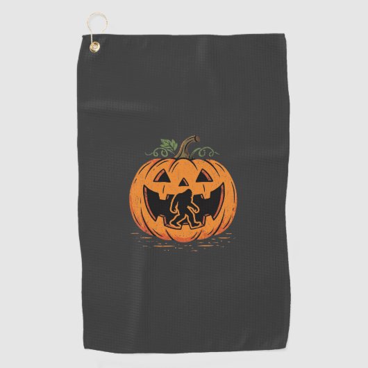 Serviette De Golf Conception de silhouette de citrouille Halloween B (Devant)