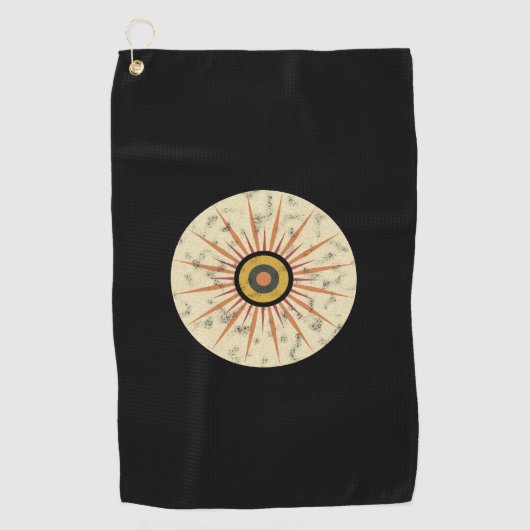 Serviette De Golf Conception de soleil levant rétro boho (Devant)