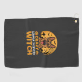Serviette De Golf Conception de sorcière berger allemand fou Hallowe (Horizontal)
