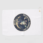 Serviette De Golf Conception de T-shirt de chat mignon de Zodiaque c (Horizontal)