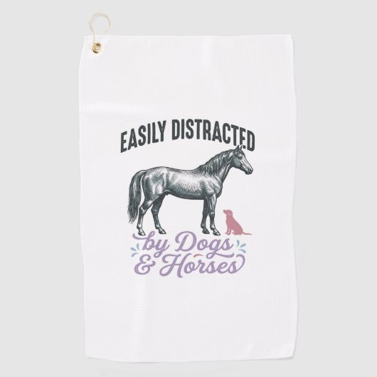 Serviette De Golf Conception de t-shirt facilement distrait par les (Devant)