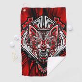 Serviette De Golf Conception de totem tribal Haida Loup (En situation)