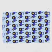 Serviette De Golf Conception de tracteur bleu sur fond de couleur au (Horizontal)