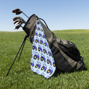 Serviette De Golf Conception de tracteur bleu sur fond de couleur au