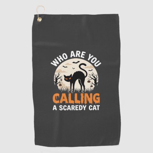 Serviette De Golf Conception de vecteur de chat noir drôle d'Hallowe (Devant)