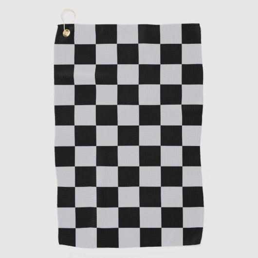 Serviette De Golf Conception du Motif du vérificateur gris cendré (Devant)