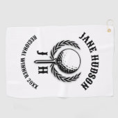 Serviette De Golf Conception élégante de monogramme de golf personna (Horizontal)