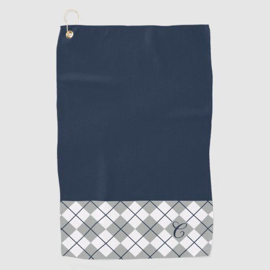 Serviette De Golf Conception personnalisée en bleu, blanc et gris | (Devant)
