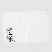 Serviette De Golf Conception personnalisée simple monogramme de nom (Horizontal)