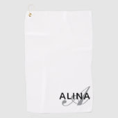 Serviette De Golf Conception personnalisée simple monogramme de nom (Devant)