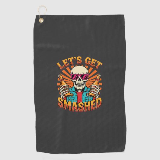 Serviette De Golf Conception squelette de bière écrasée Halloween dr (Devant)