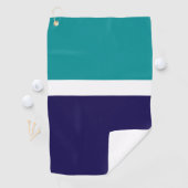Serviette De Golf Conception turquoise de blocs de couleur bleu blan (En situation)