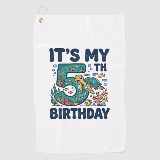 Serviette De Golf Conception vectorielle sous-marine de tortue marin (Devant)