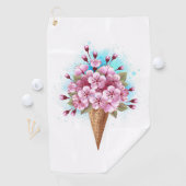 Serviette De Golf Cône rose Sakura crème glacée gaufre (En situation)